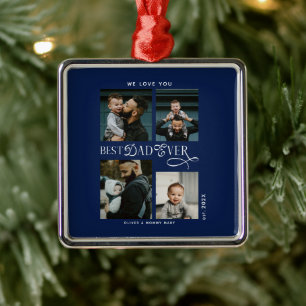 Bester Vater Aller Zeiten 4 Fotos Blau Vatertagsge Ornament Aus Metall