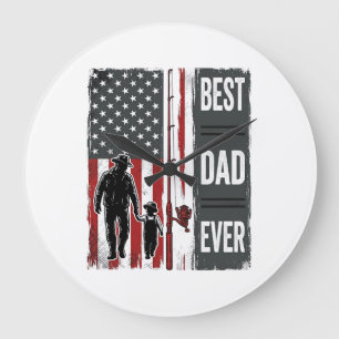 Bester Vater Aller Zeiten Angel Flagge Vintage Vek Große Wanduhr