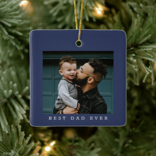 Bester Vater Aller Zeiten Foto Doppelseitig Navy W Keramikornament