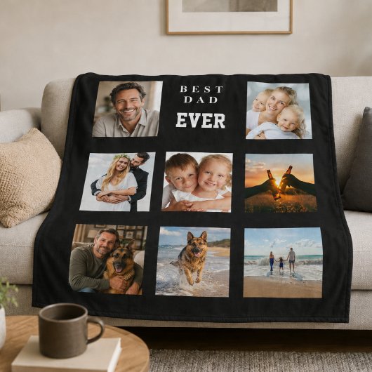 Bester Vater aller Zeiten Fotocollage schwarzer Va Fleecedecke