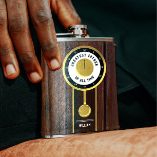 Bester Vater aller Zeiten Großvater Uhr Flachmann