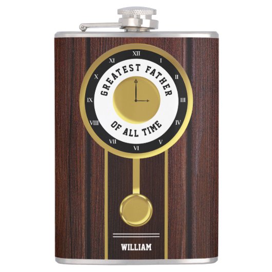 Bester Vater aller Zeiten Großvater Uhr Flachmann (Vorderseite)