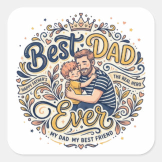 Bester Vater Aller Zeiten Süße Familie Liebe Aufkl Quadratischer Aufkleber