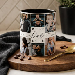 Bester Vater Aller Zeiten | Vatertag 8 Foto-Collag Zweifarbige Tasse