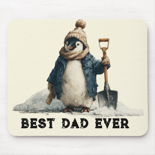 Bester Vater Aller Zeiten Winter Pinguin Design Mousepad (Vorne)