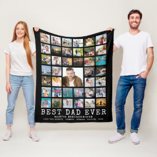 BESTER VATER ALLEZEIT 39 Fotocollage Ihr Text und  Fleecedecke