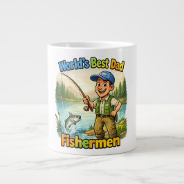 Bester Vater Angler am See Lustige Geschenkidee Jumbo-Tasse