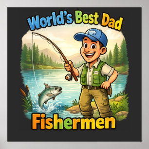 Bester Vater Angler am See Lustige Geschenkidee Poster
