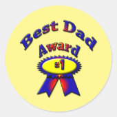 Bester Vater Award - Farbe im Hintergrund auswähle Runder Aufkleber (Vorderseite)