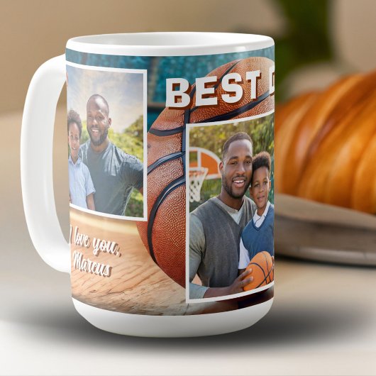 Bester Vater Basketball Ball 3 FotoCollage Vater Kaffeetasse