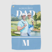 Bester Vater Benutzerdefiniertes Foto Monogramm Go Golfhandtuch (Vorderseite)