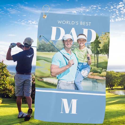 Bester Vater Benutzerdefiniertes Foto Monogramm Go Golfhandtuch