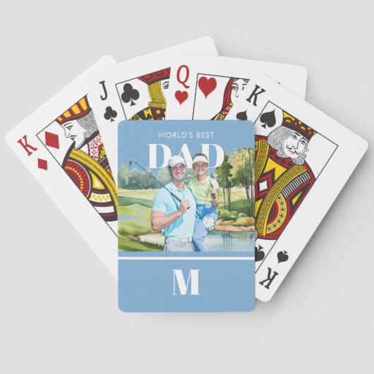 Bester Vater Benutzerdefiniertes Foto Monogramm Go Spielkarten (Rückseite)