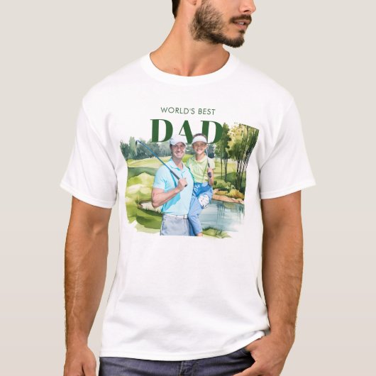 Bester Vater Benutzerfoto Monogramm Golfplatz T-Shirt (Vorderseite)