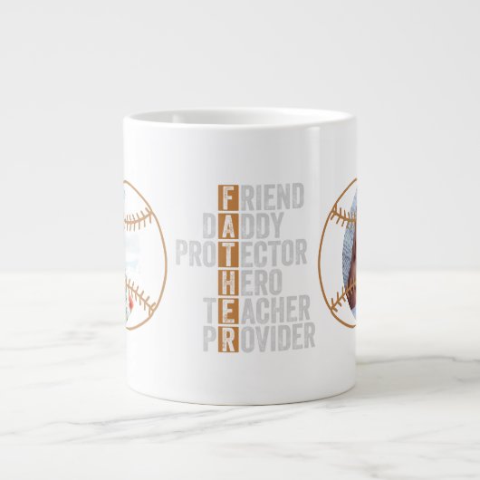 Bester Vater Beschützer Held Lehrer Versorger Jumbo-Tasse (Vorderseite)
