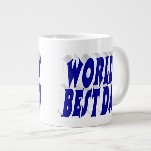 Bester Vater Blau 3D-Text Jumbo-Tasse (Vorderseite Rechts)