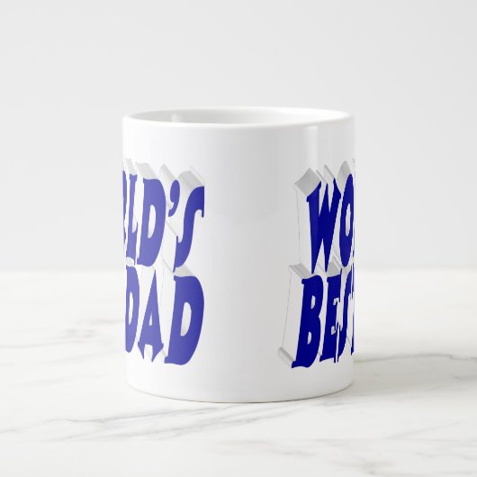Bester Vater Blau 3D-Text Jumbo-Tasse (Vorderseite)