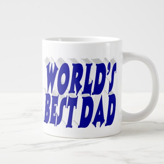 Bester Vater Blau 3D-Text Jumbo-Tasse (Rechts)