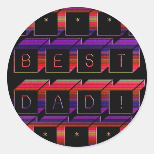Bester Vater Blöcke Text rot und Lila Runder Aufkleber (Vorderseite)