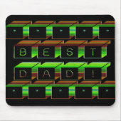 Bester Vater Blockiert Text grün und braun Mousepad (Vorne)
