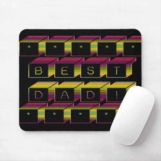 Bester Vater Blocks Text braun & gelb Mousepad (Mit Mouse)