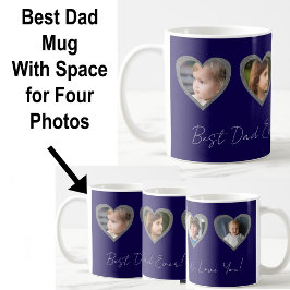 Bester Vater Blue Hearts Vier Kinder Foto Collage Kaffeetasse