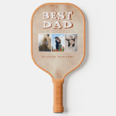 Bester Vater Blush Orange Wasserfarbe 3 FotoCollag Pickleball Schläger (Vorderseite)