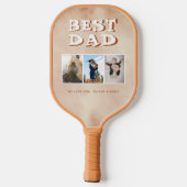 Bester Vater Blush Orange Wasserfarbe 3 FotoCollag Pickleball Schläger (Rückseite)
