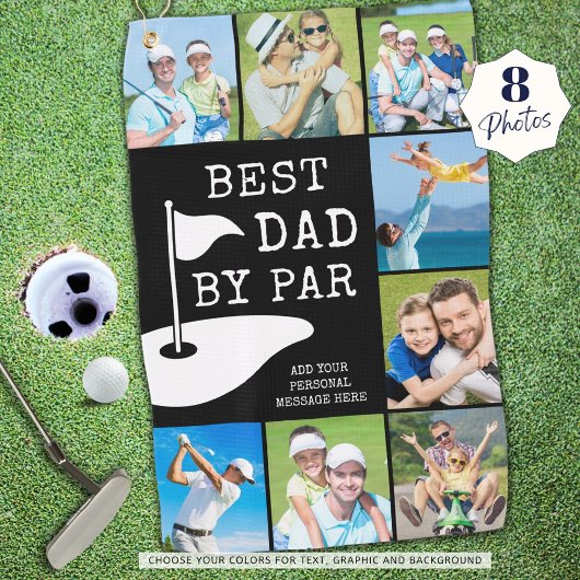 BESTER VATER BY PAR 8 Foto Collage Personalisierte Golfhandtuch