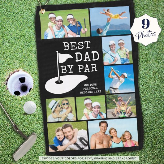 BESTER VATER BY PAR 9 FotoCollage Personalisiert Golfhandtuch