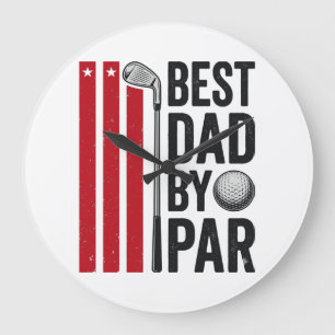 Bester Vater By Par Golf Dad Vintage Design_1 Große Wanduhr