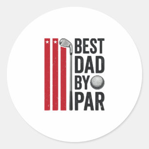 Bester Vater By Par Golf Dad Vintage Design_1 Runder Aufkleber