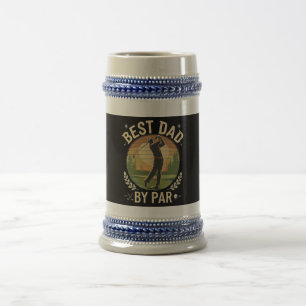 Bester Vater By Par Golf Sonnenuntergang Vintage Bierglas