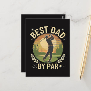 Bester Vater By Par Golf Sonnenuntergang Vintage Postkarte