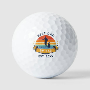 Bester Vater By Par Golfing Fathers Day Retro Cust Golfball