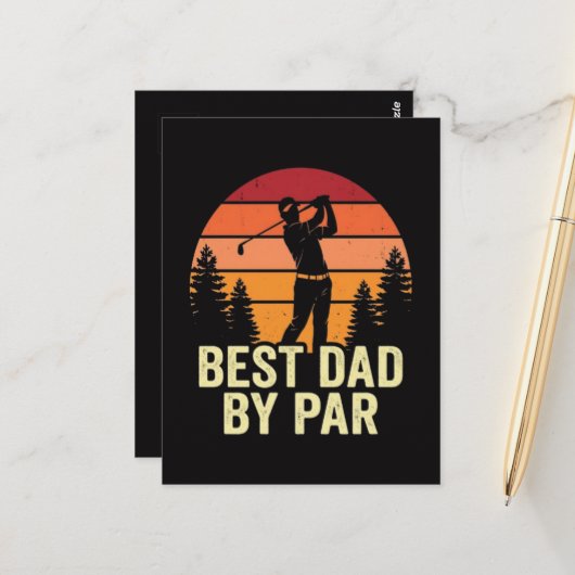 Bester Vater By Par Vintage Golf Postkarte (Vorderseite/Rückseite Beispiel)