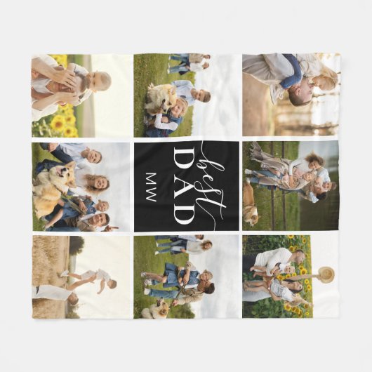 Bester Vater-Collage Monogram-Vater Fleecedecke (Vorderseite (Horizontal))