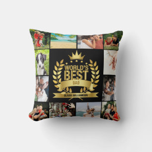 Bester Vater Daddy Papa Fotocollage Schwarz Kissen