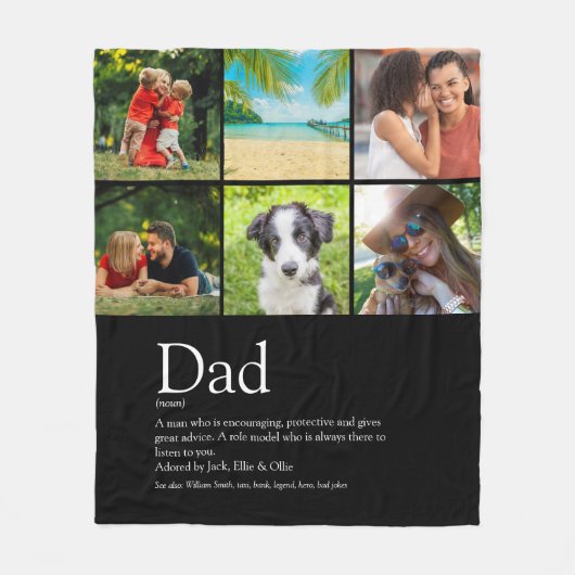 Bester Vater Daddy Vater Definition 6 Foto Schwarz Fleecedecke (Vorderseite)