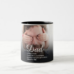 Bester Vater, Daddy, Vater Definitions-Script Foto Zweifarbige Tasse