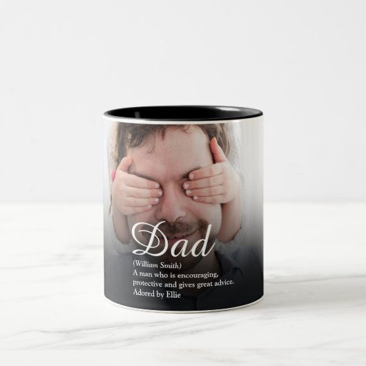 Bester Vater, Daddy, Vater Definitions-Script Foto Zweifarbige Tasse (Mittel)