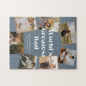 Bester Vater der blauen Welt 7 Foto-Collage Puzzle (Horizontal)