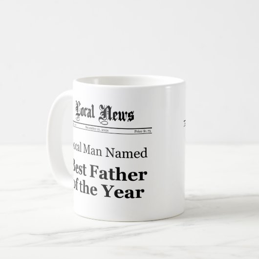 Bester Vater der Tasse der Zeitungsfront (Vorderseite Links)
