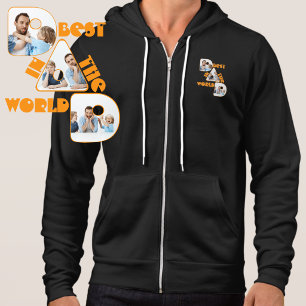 BESTER VATER DER WELT, 3 Fotos Collage orange Hoodie