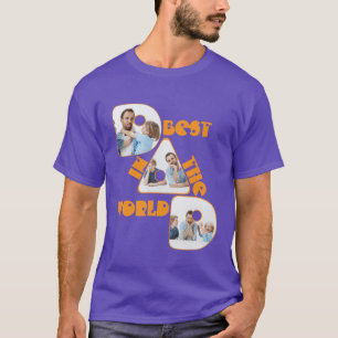 BESTER VATER DER WELT, 3 Fotos Collage orange, T-Shirt