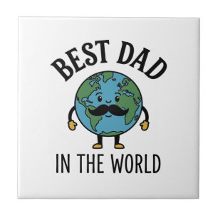 Bester Vater der Welt Earth Schnurrbart Shirt Desi Fliese