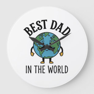 Bester Vater der Welt Earth Schnurrbart Shirt Desi Große Wanduhr