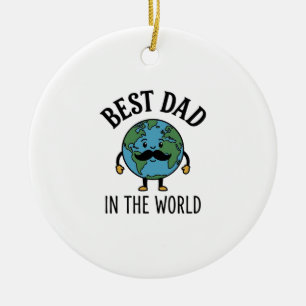 Bester Vater der Welt Earth Schnurrbart Shirt Desi Keramik Ornament