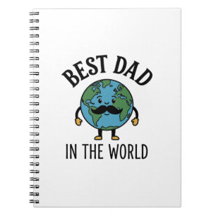 Bester Vater der Welt Earth Schnurrbart Shirt Desi Notizblock