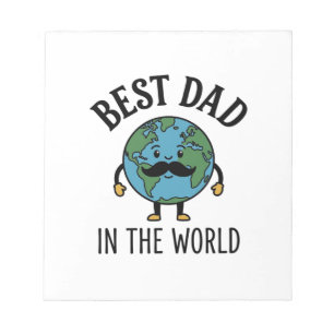 Bester Vater der Welt Earth Schnurrbart Shirt Desi Notizblock